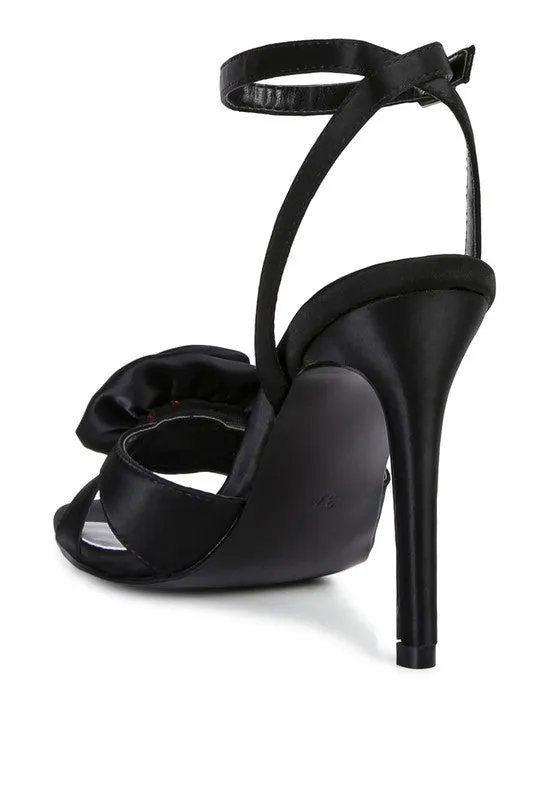 CHAUMET Rose Bow Satin Heeled Sandals